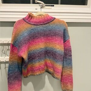 Z Supply Vibrant Rainbow Women's Turtleneck Sweater